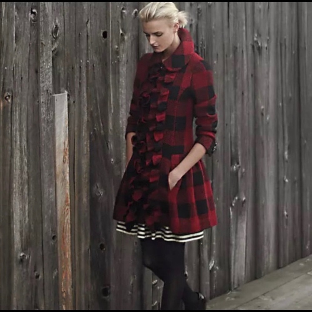 Plenty by Tracy Reese red plaid coat in Large